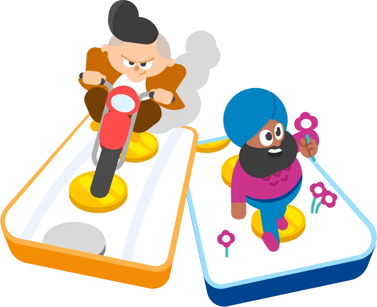 Dois personagens aprendendo pelo celular